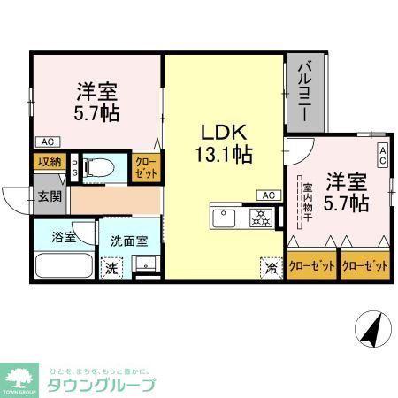 MOCRAFT南小岩(2LDK/3階)の間取り写真