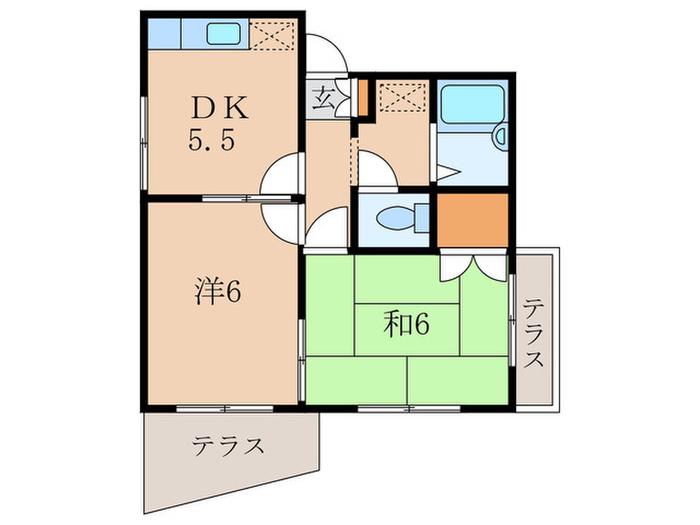 エトワールハイム立花(2DK/1階)の間取り写真