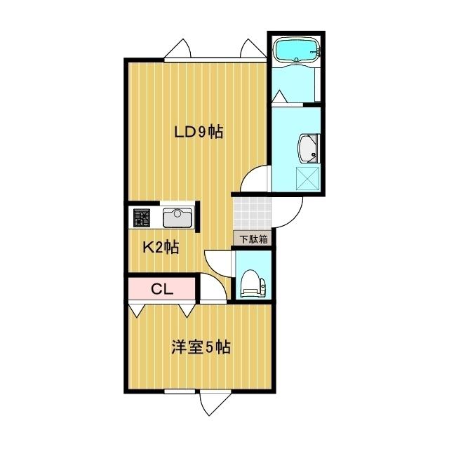 ウエストコート(1LDK/2階)の間取り写真
