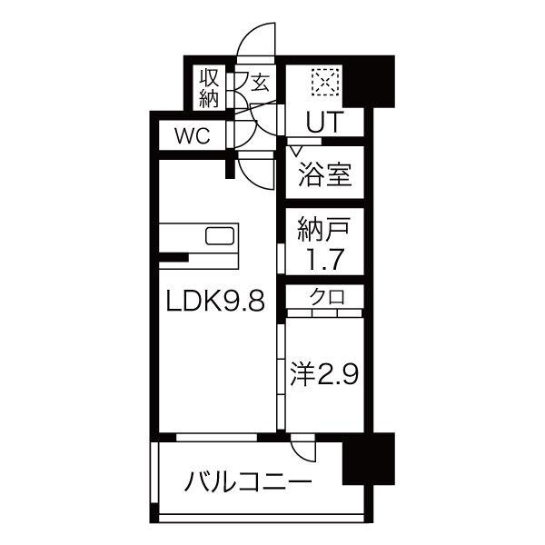 EST ONE HIGASHIOSAKAII(1SLDK/13階)の間取り写真