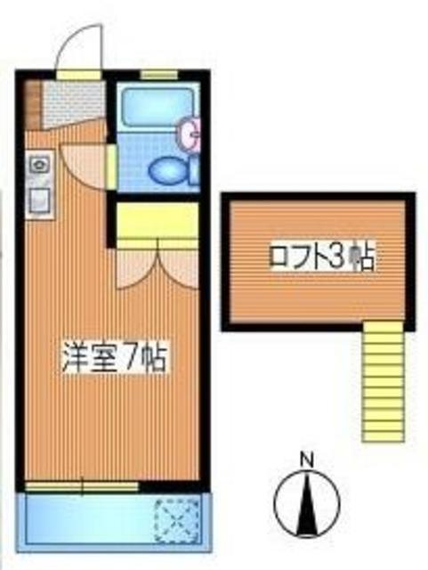 小谷戸フラワーハイムII(ワンルーム/2階)の間取り写真