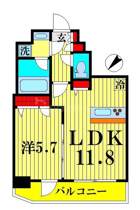 グラシアプレイス押上(1LDK/6階)の間取り写真