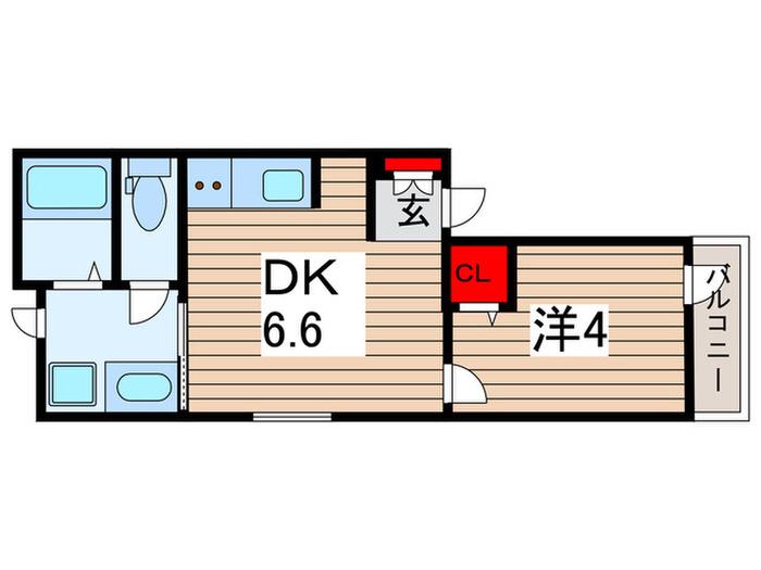 リベイス稲毛(1DK/2階)の間取り写真
