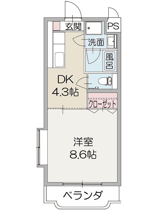 ジュネスII(1DK/2階)の間取り写真