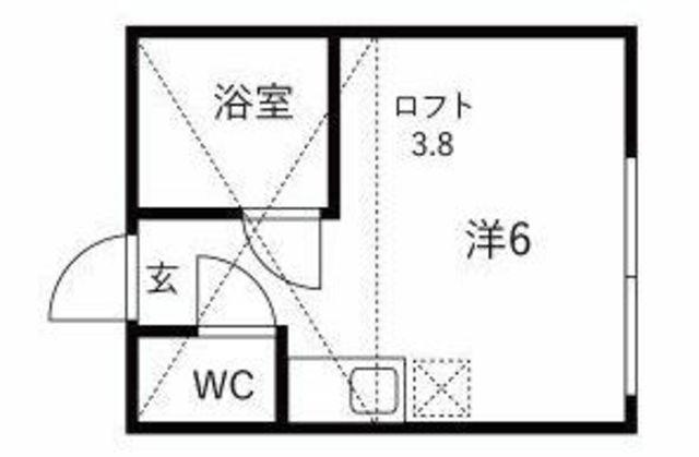 ユナイト鶴見バレンシアの丘(ワンルーム/2階)の間取り写真