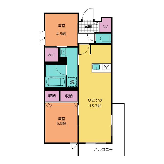 クレールロジュマン(2LDK/3階)の間取り写真