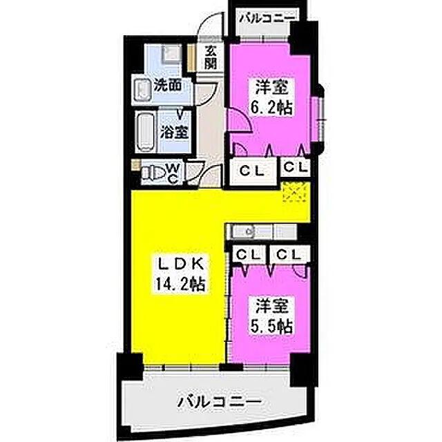 ルグラン博多駅南(2LDK/3階)の間取り写真