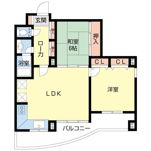 異人池ヒルズ(2LDK/3階)の間取り写真