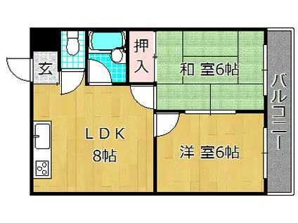 金森マンション郡津(2LDK/4階)の間取り写真