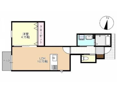 フォルティス中庄(1LDK/1階)の間取り写真