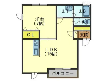 コーポリバージュII(1LDK/1階)の間取り写真