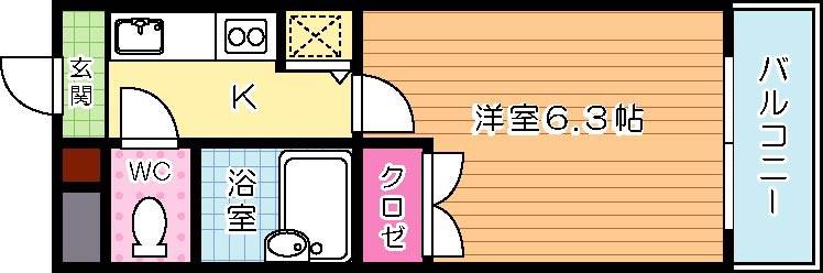 ライオンズマンション小倉駅南第2(1K/10階)の間取り写真