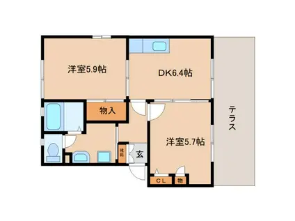 フィアット(2DK/1階)の間取り写真