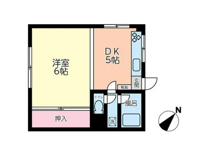 コーポキムラ(1DK/2階)の間取り写真