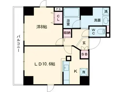 ドエル中野富士見町(1LDK/8階)の間取り写真
