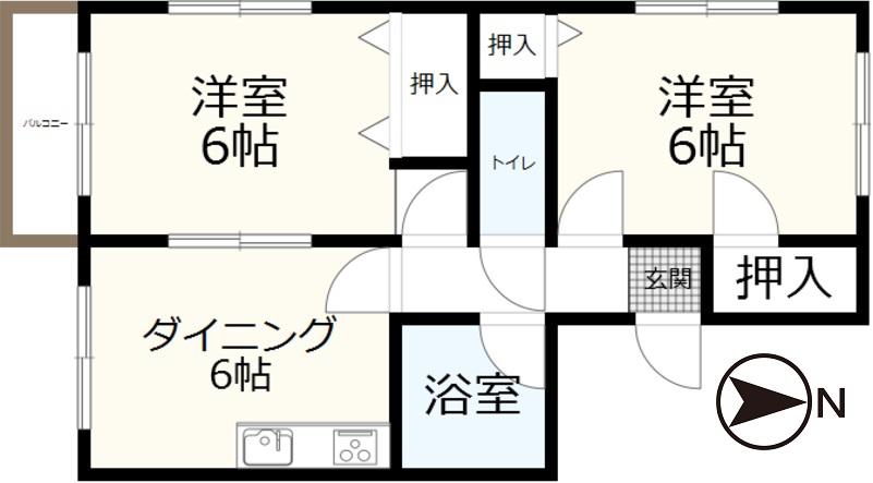 クレール新狭山(2DK/2階)の間取り写真