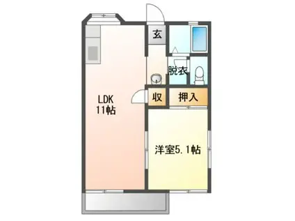 メゾン山本(1LDK/2階)の間取り写真