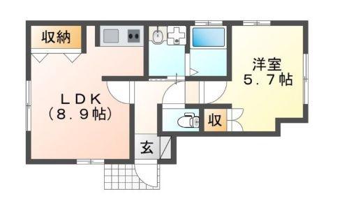 カーサ国府(1LDK/1階)の間取り写真