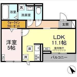 CHRYSANTHEMUM岐南(1LDK/1階)の間取り写真