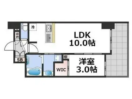 セレニテ桜川駅前プリエ(1LDK/14階)の間取り写真