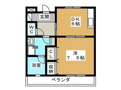 ヴェルドミールIII(1DK/4階)の間取り写真