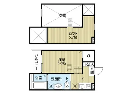 REGALO HIBINO(1SK/2階)の間取り写真