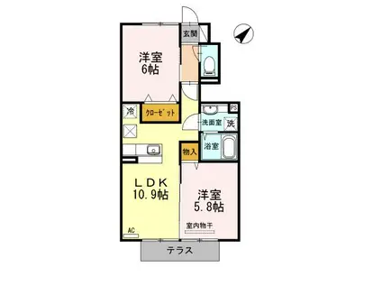 プロヌーブK(2LDK/1階)の間取り写真