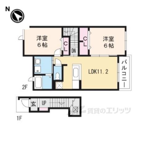 近江鉄道本線 八日市駅 徒歩37分 2階建 築16年(2LDK/2階)の間取り写真
