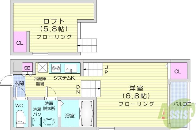 メゾン・シャドール北山(1K/1階)の間取り写真