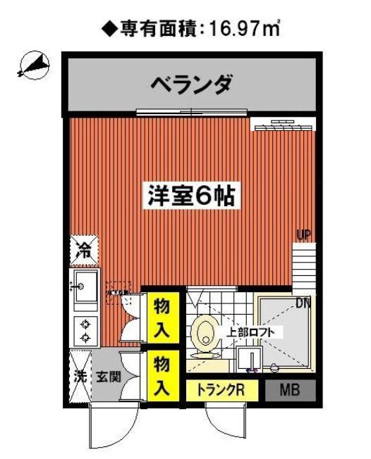 コオポスアペアI(ワンルーム/1階)の間取り写真