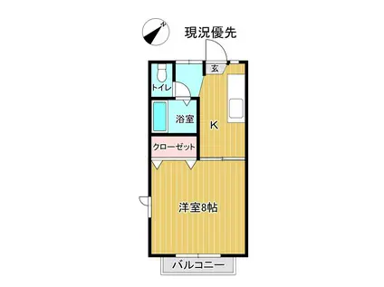 シュトラーセ緑町A(1K/2階)の間取り写真