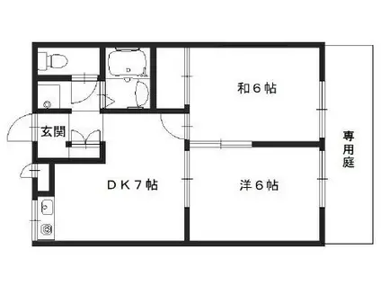 エステートピア宮ノ下II番館(2DK/1階)の間取り写真