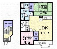コーポロアールB(2LDK/2階)の間取り写真