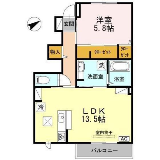 エスペランサ雅(1LDK/1階)の間取り写真