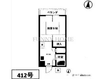 第三通南ビル(1K/4階)の間取り写真