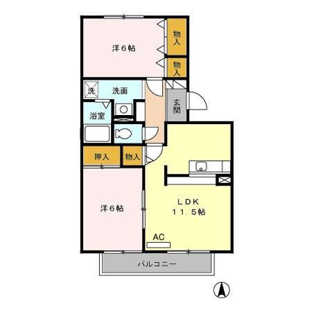 フレマリール安藤(2LDK/1階)の間取り写真