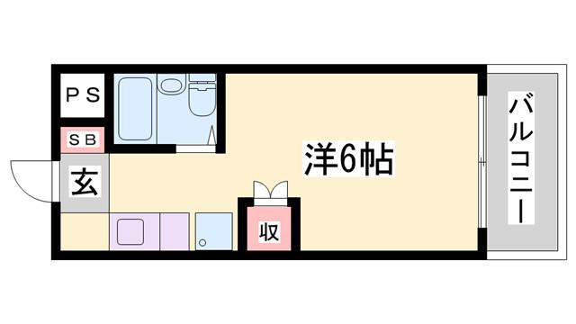 クリアキューブ姫路(ワンルーム/2階)の間取り写真