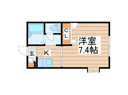 ノーヴァ松が丘(1K/1階)の間取り写真