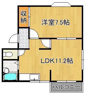 サンハイツ高見(1LDK/1階)の間取り写真