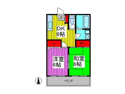 ビュープラザ斎藤II(2DK/3階)の間取り写真