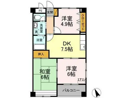 コモード A(3DK/2階)の間取り写真