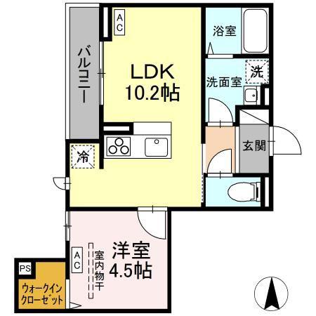 D-ROOM大和町(1LDK/3階)の間取り写真