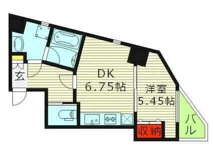 サンライズ都島(1LDK/5階)の間取り写真