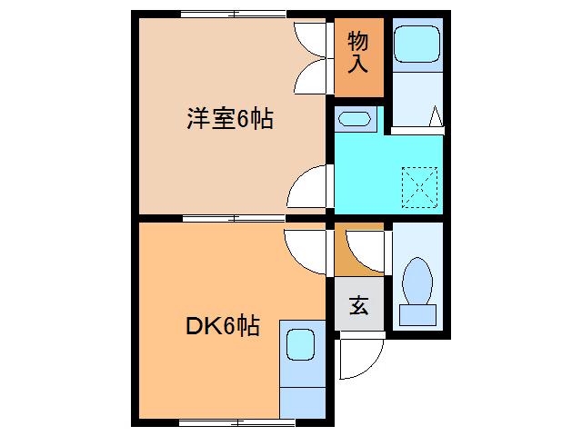 パールハイツ(1DK/2階)の間取り写真