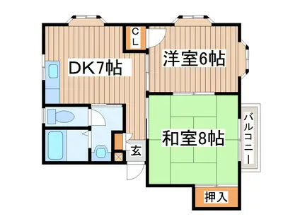 グレース西多賀(2DK/1階)の間取り写真