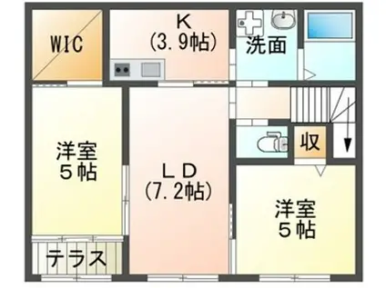 フロレアート大磯(2LDK/2階)の間取り写真