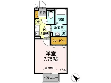 I S VILLA(1K/1階)の間取り写真
