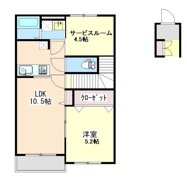 VILLA KAKIHI 宮ノ上A(1SLDK/2階)の間取り写真