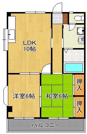 U-BASIC PORT.T B棟(2LDK/2階)の間取り写真