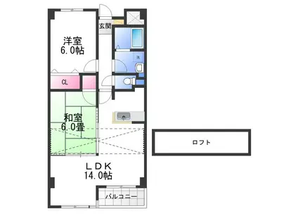 アデューウエダ(2LDK/4階)の間取り写真